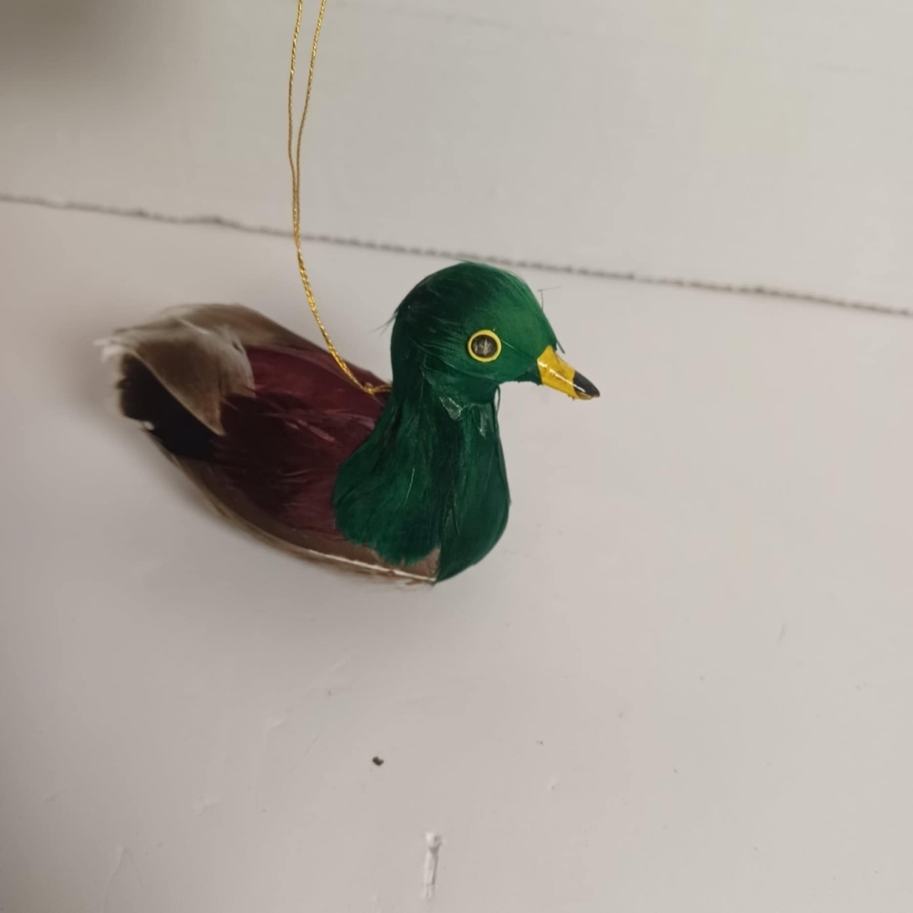 Mallard Duck Christmas Holiday Ornament Green Brown Vintage Feather Hunter